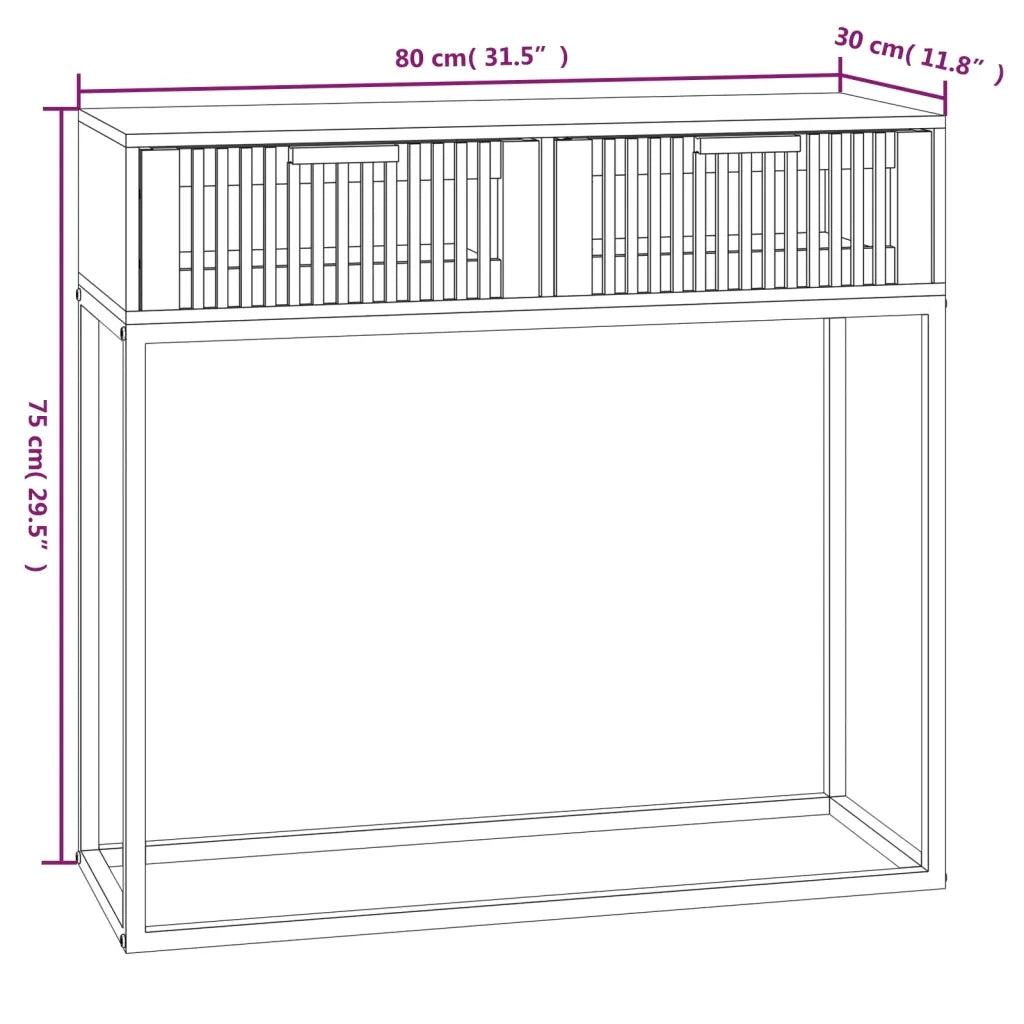 Tavolino Consolle-Tavolino da soggiorno-Tavolo Bianco 80x30x75 cm Legno Multistrato e Ferro