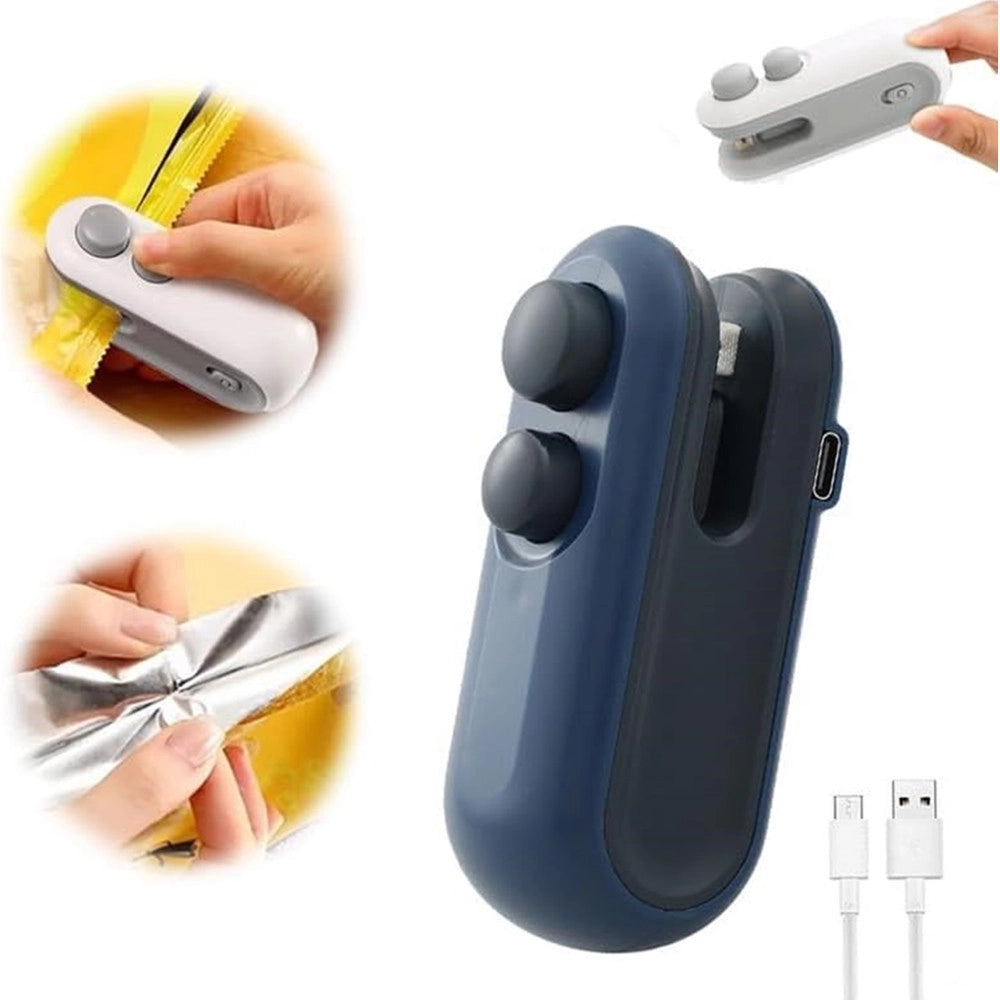 Trade Shop - Mini Sigillante 2 In 1 Usb Ricaricabile Portatile Per Sigillare Sacchetti Alimenti -