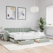 Divano Letto Estraibile Cassetti Grigio Chiaro 80x200cm Vellutocod mxl 82773