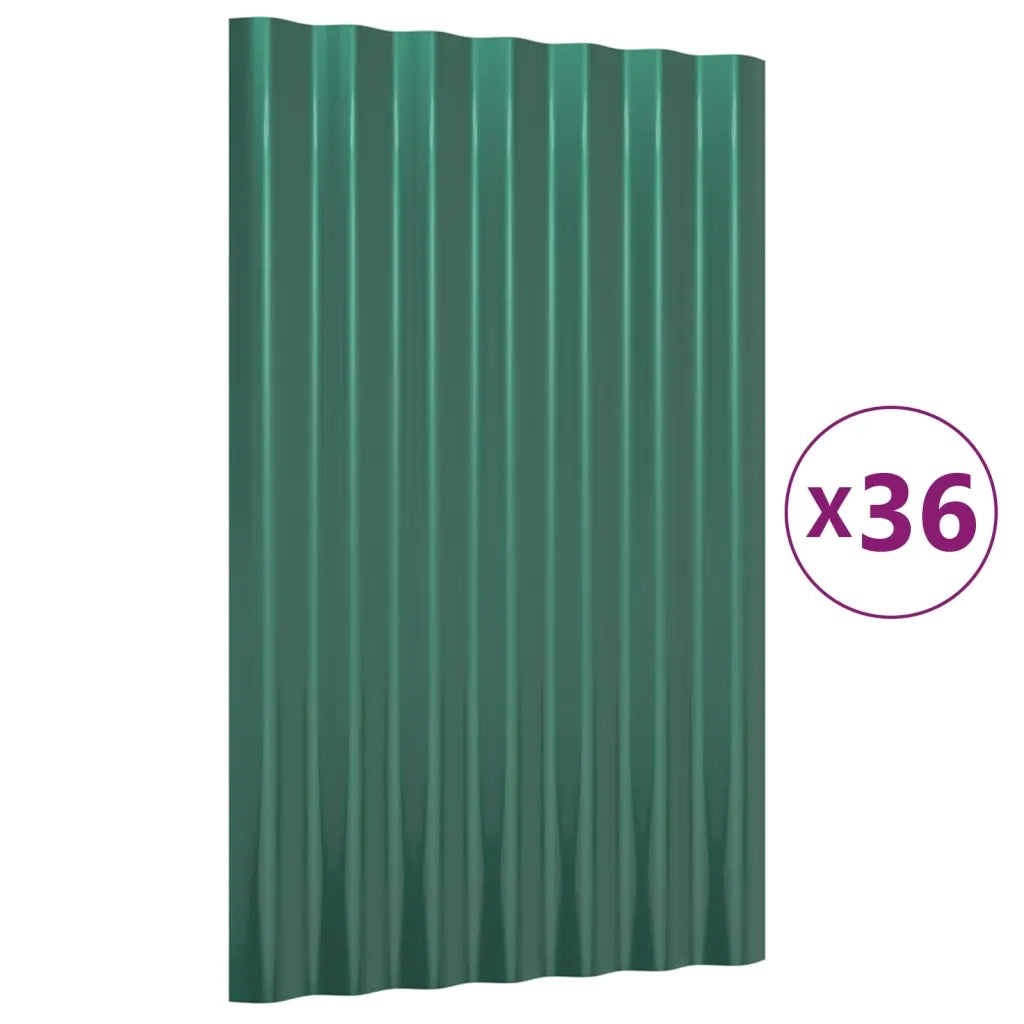Pannelli Tetto 36 pz Acciaio Zincato Verde 60x36 cm CFW1902219