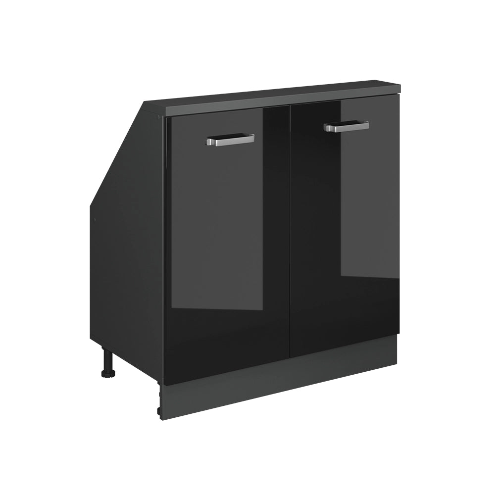 Mobile sottotetto Rion Nero lucido/Antracite con 2 porte Vicco