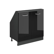 Mobile sottotetto Rion Nero lucido/Antracite con 2 porte Vicco