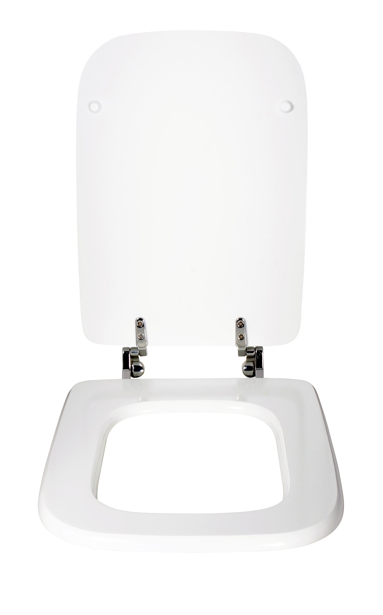 Copriwater Universale 34,2x42,6 cm in MDF Cerniere in Metallo Cromato Conca Bianco Lucido