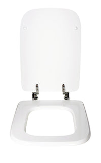 Copriwater Universale 34,2x42,6 cm in MDF Cerniere in Metallo Cromato Conca Bianco Lucido