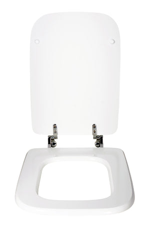 Copriwater Universale 34,2x42,6 cm in MDF Cerniere in Metallo Cromato Conca Bianco Lucido