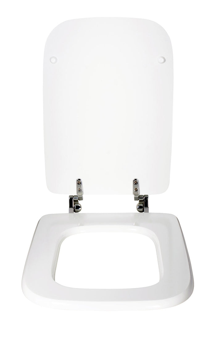 Copriwater Universale 34,2x42,6 cm in MDF Cerniere in Metallo Cromato Conca Bianco Lucido