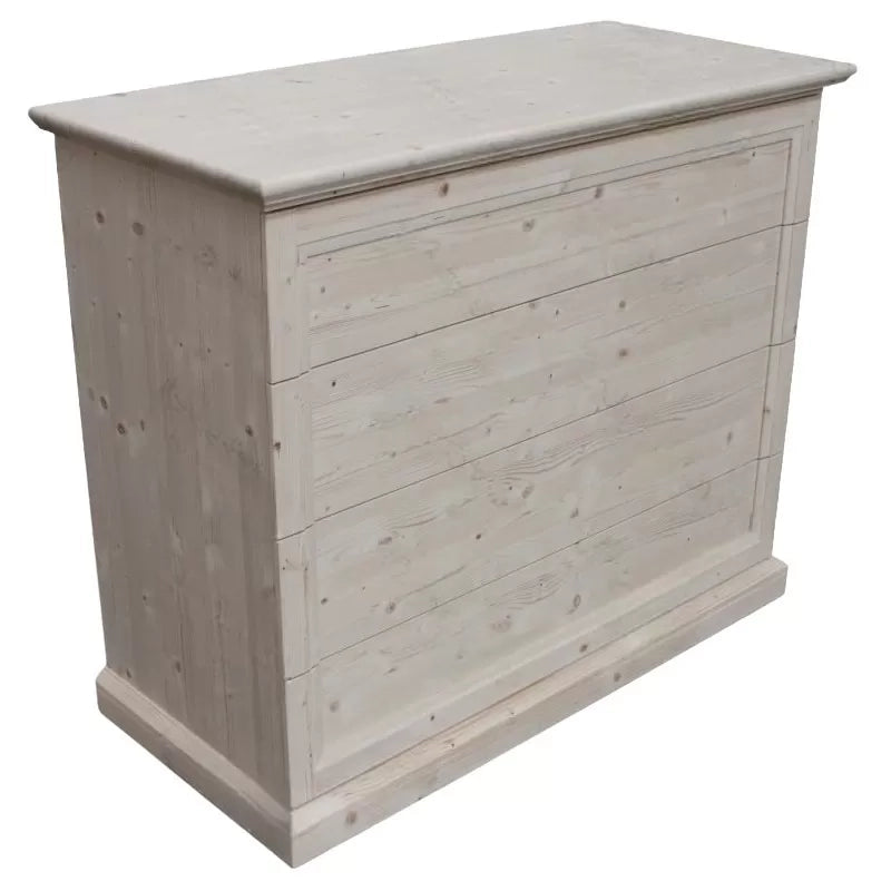 cassettiera classica 4 cassetti legno massello abete grezzo 116x53x98 (3358) - Mobili 2G