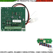 Circuito di Ricambio Con Led Lampeggiante per Sirena Esterna Antifurto Nota Sonora A/B 1724/2475 Hz 110 dB Allarme Caduta +/- Segnale Stato Impianto Alimentazione 12 Vcc Uscita per Tromba da 4 Ω 15 W