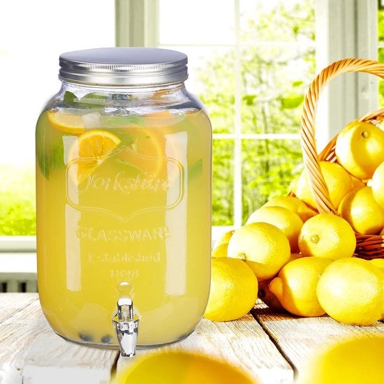 Dispensatore acqua 8 litri - Maniglione in vetro - Dispensatore acqua per feste all'aperto - Rubinetto vintage per limonata - Translucido