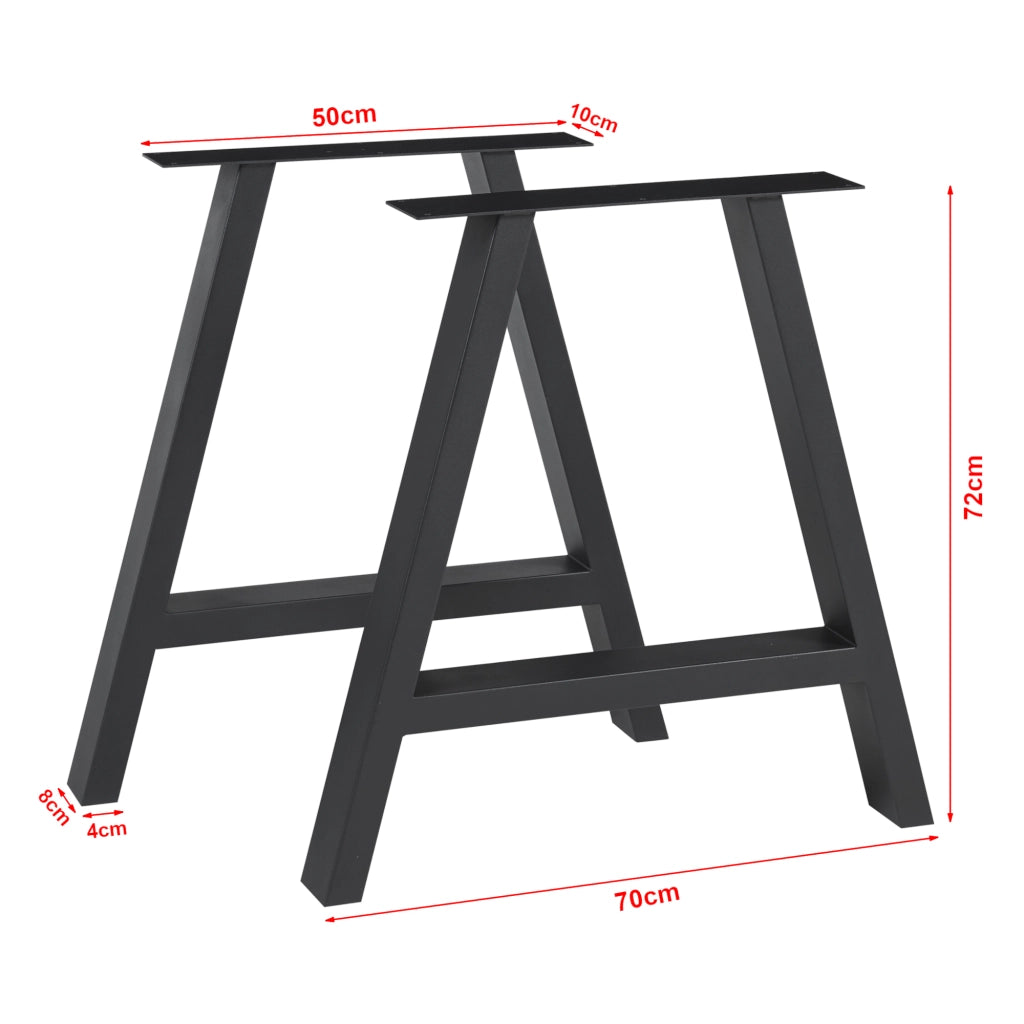 Set Eschau di 2 Gambe per Mobili 'Fai da Te' in Acciaio (AxL) 72 x 70 - Nero [en.casa]