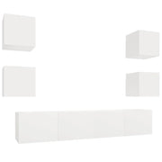 Set di mobili da 6 pezzi tra cui armadio credenza mobile TV televisore per soggiorno camera da letto salotto legno ingegnerizzato bianco 02_0025013