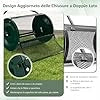 Spandiconcime a Rullo, Rullo da Giardino con Impugnatura Pratica Chiusure Laterali e Rete in Metallo per Concimazione e Semina, Spandiconcime per Prato e Giardino (41 x 60 cm Verde)