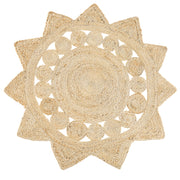 Tappeto tappetino Iuta Beige Rotondo Soggiorno di Campagna ø 120 cm