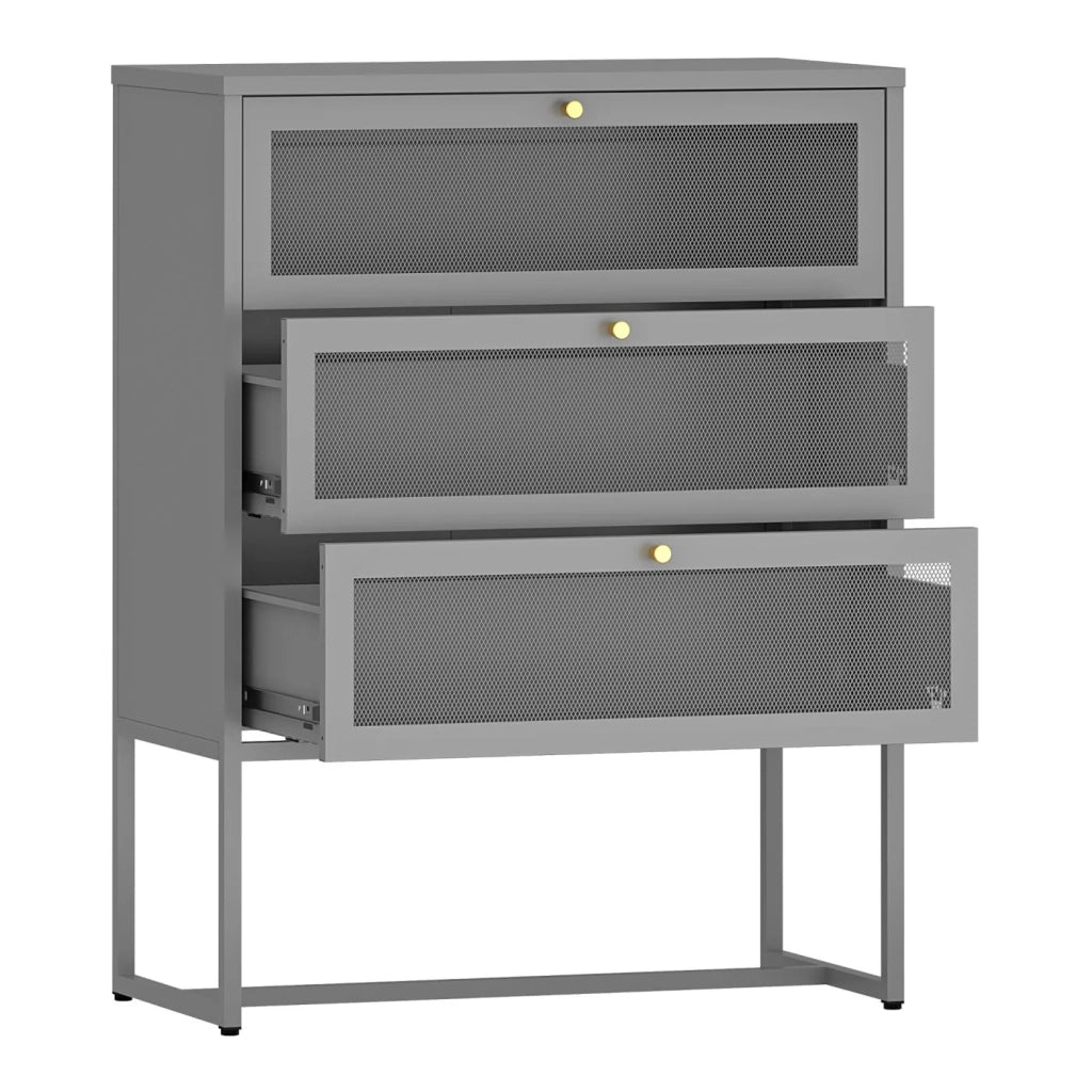 Cassettiera Sund in acciaio pratico mobile contenitore per ingresso soggiorno camera da letto 105 x 80 x 40 cm grigio 03_0009312