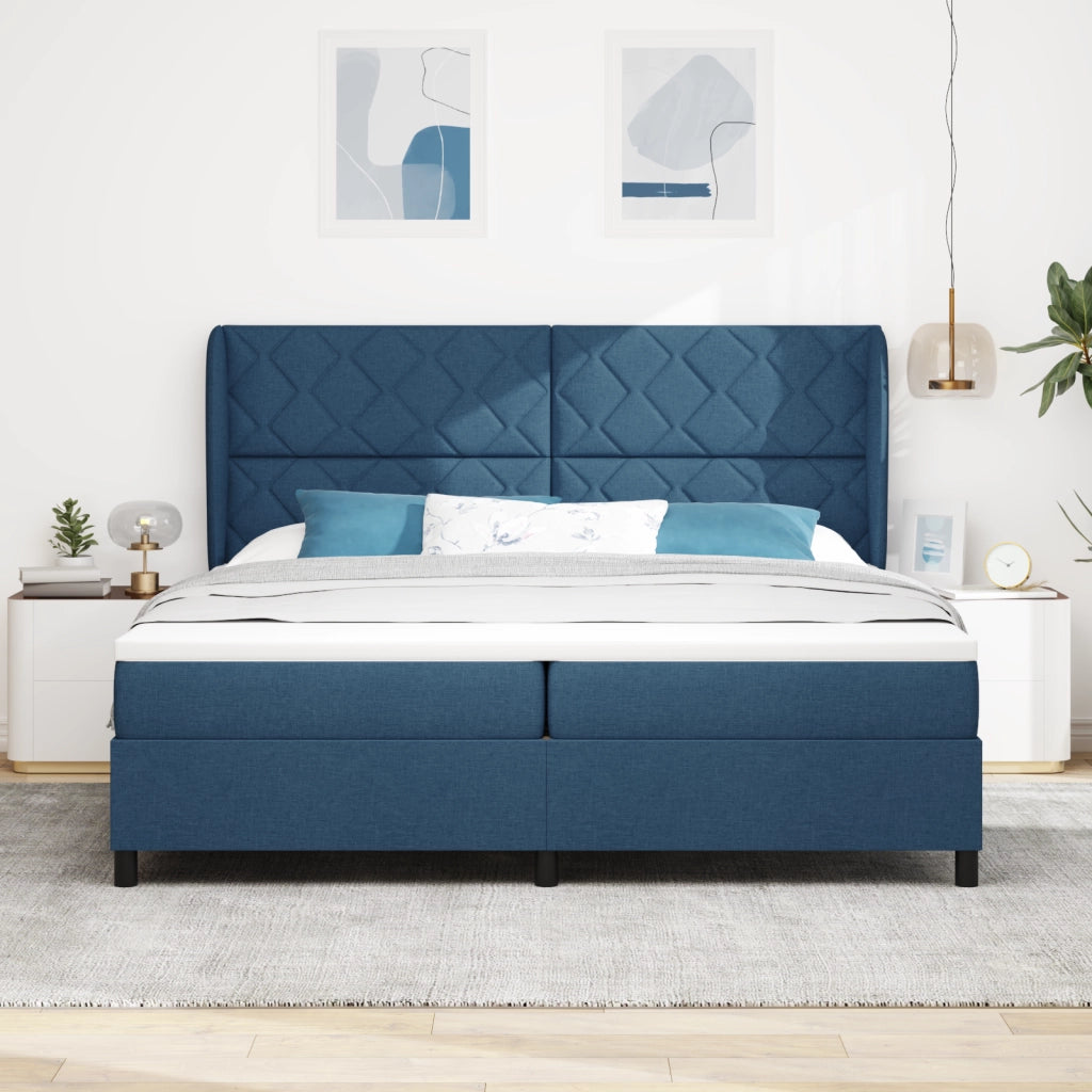 Letto a Molletta con Materasso - Blu, 200x200 cm, Tessuto