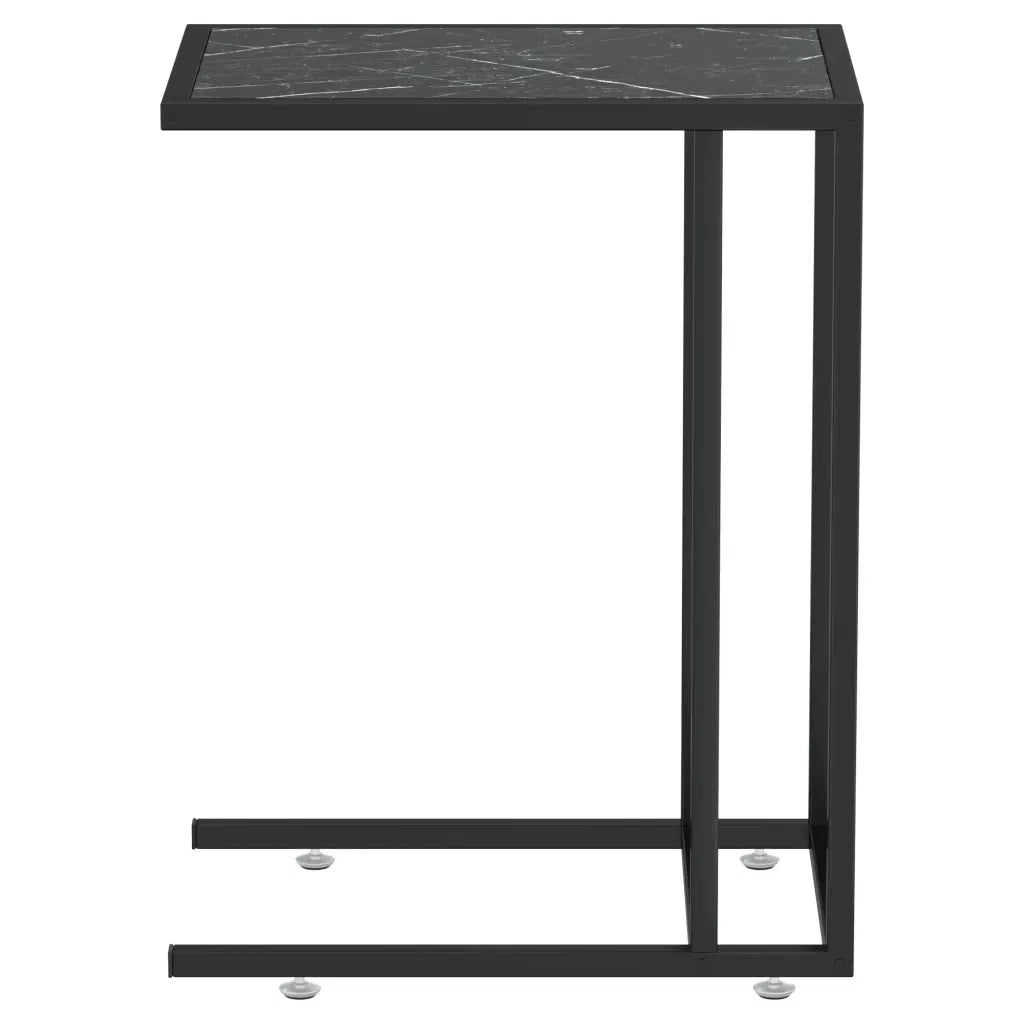Tavolino per Computer Marmo Nero 50x35x65 cm Vetro Temperato 331651