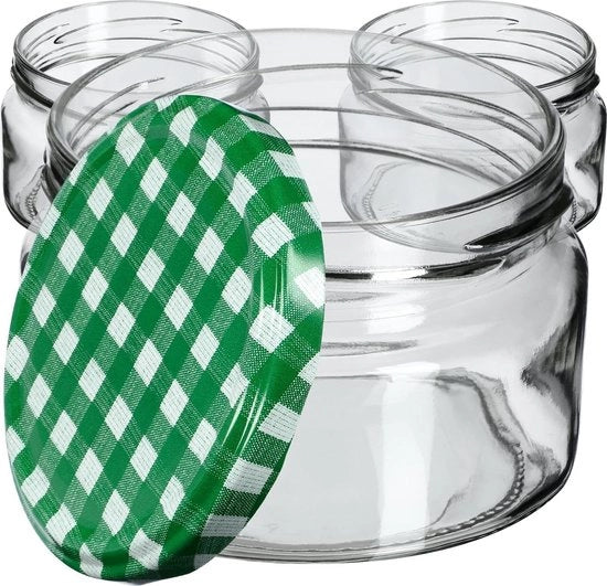 Set di contenitori a chiusura ermetica 250 ml - contenitori a chiusura ermetica con coperchio - set di contenitori mini per miele e spezie (10 pezzi - verde a righe)