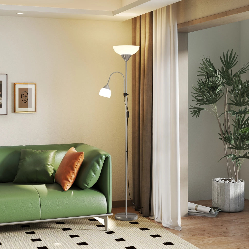 Lampada da terra con 2 teste E27 E14 ¨C Zephmum ¨C base metallo ?28x179.5 cm