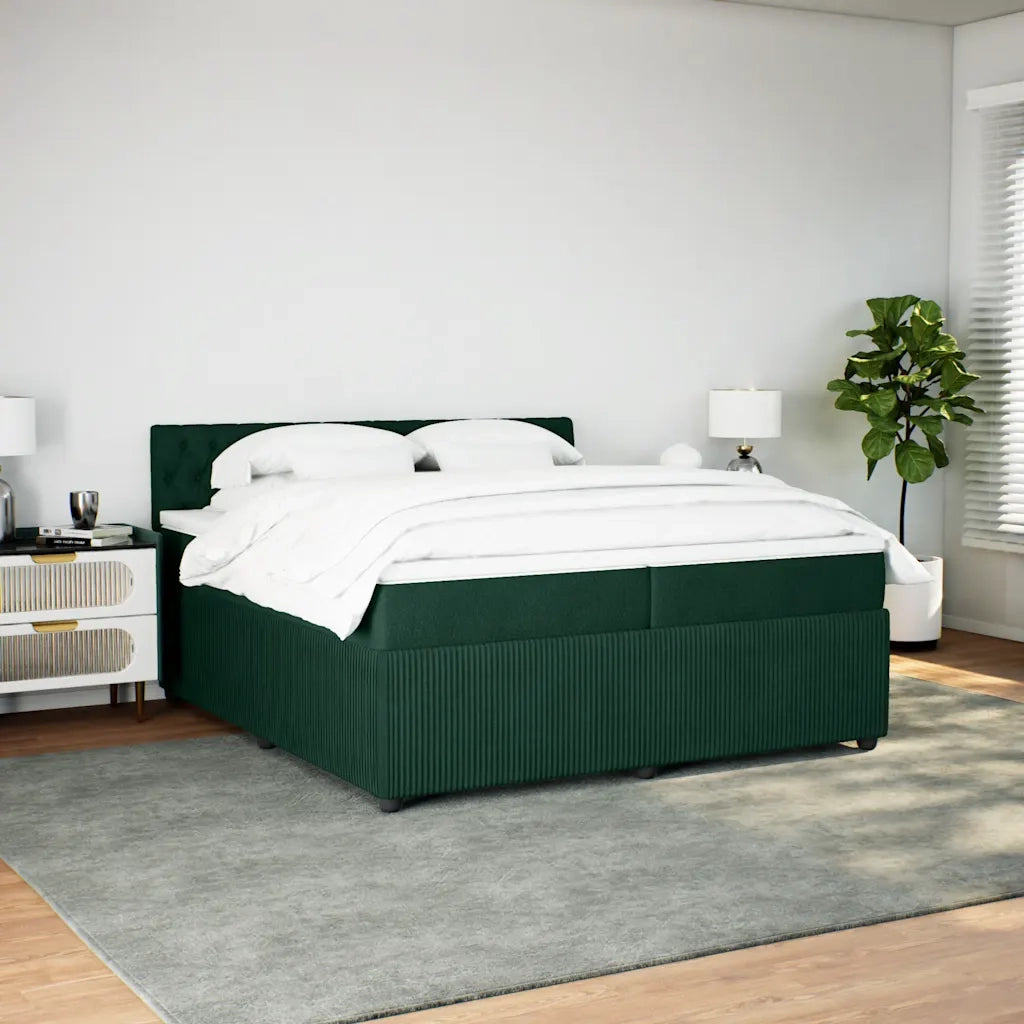 Giroletto a Molle con Materasso Verde Scuro 200x200 cm Velluto 3287839