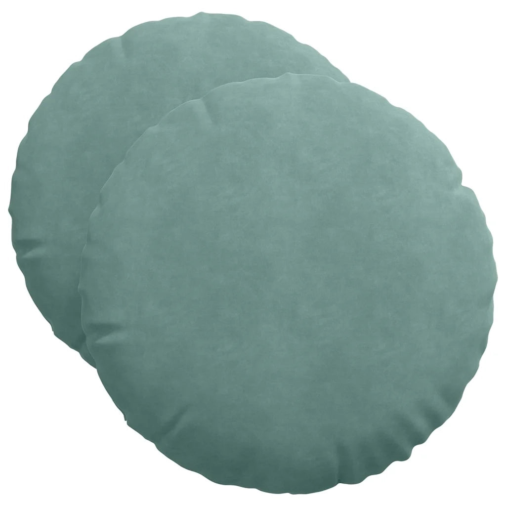 Cuscini per Seduta 2 pcs Verde Mare Ø50 x 19 cm Velluto