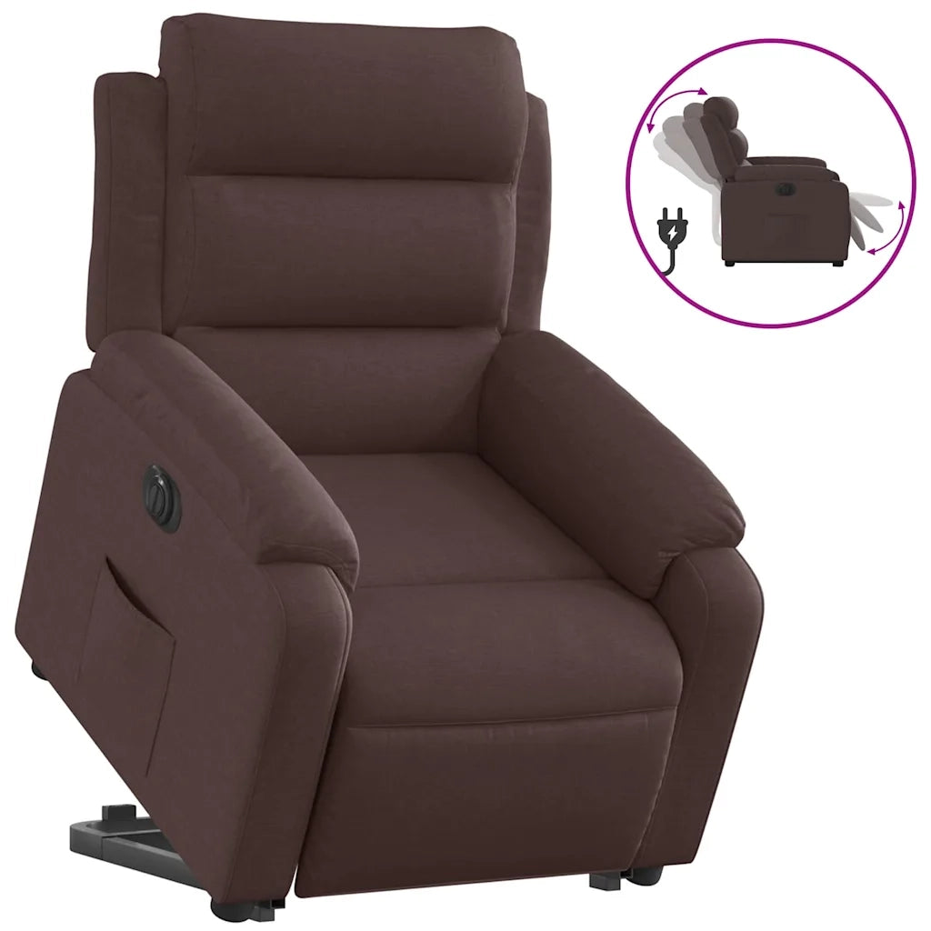 Poltrona Alzapersona Reclinante Elettrica Marrone Scuro Tessuto 3205009