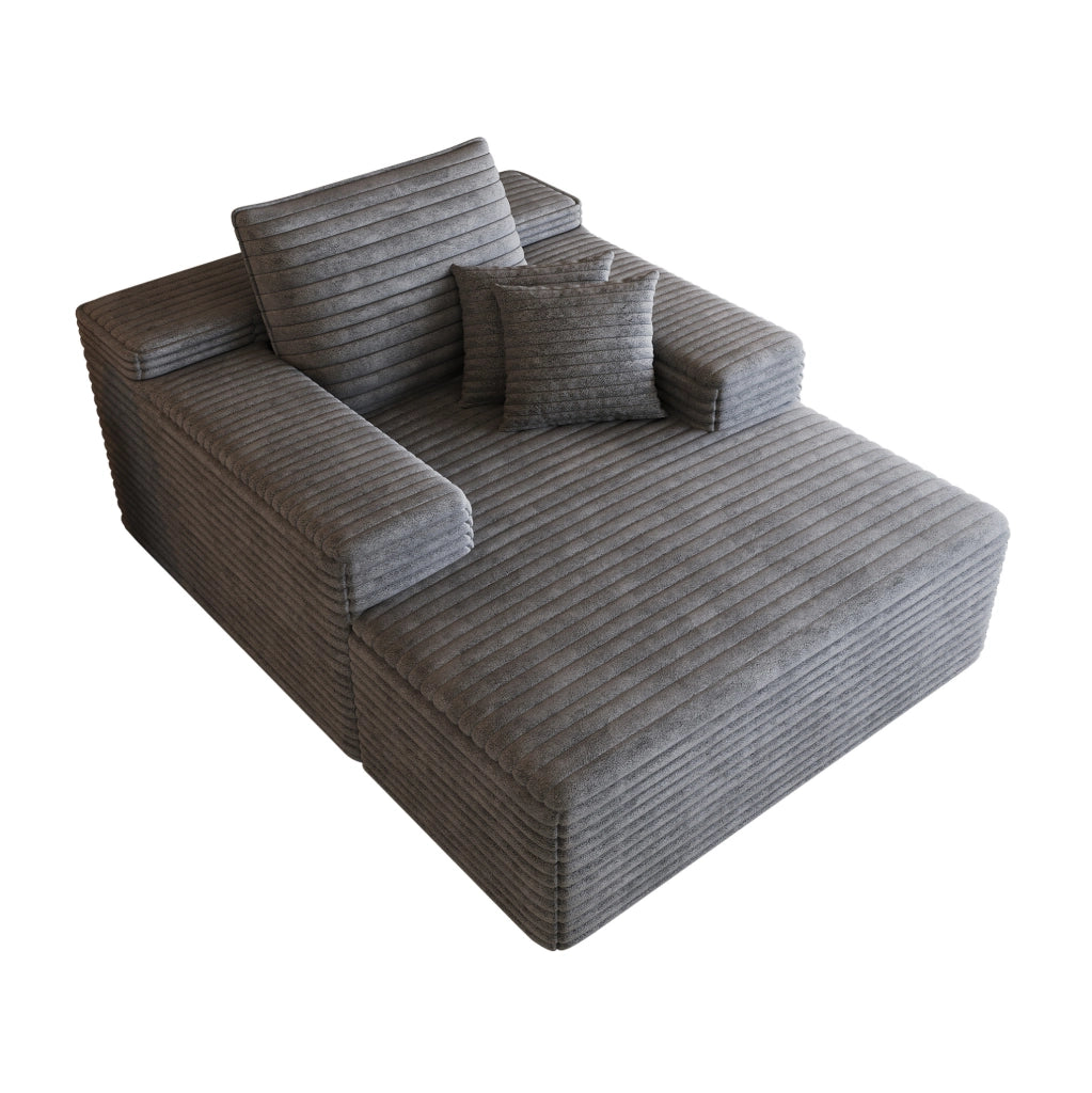Divano chaise longue in velluto a coste grigio scuro