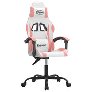 Sedia da Gaming | Sedia da e-sports Girevole Bianco e Rosa in Similpelle