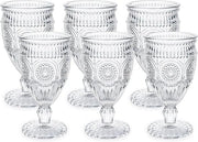 Set di bicchieri da vino da 6 pezzi - 300 ml - 10 oz - con disegno a rilievo romantico
