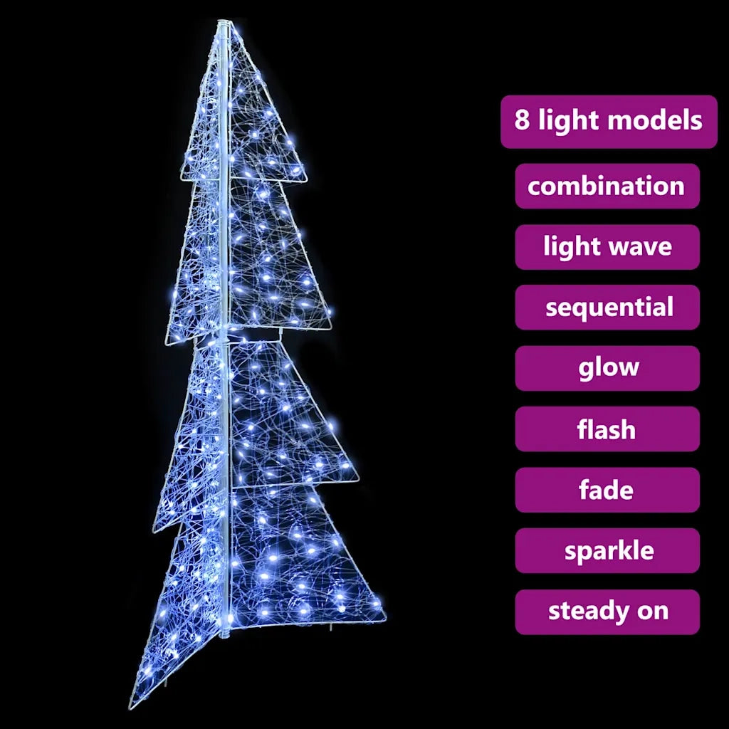 Albero di Natale con 160 LED-Luci decorative natalizie Bianco Freddo 150 cm Acrilico