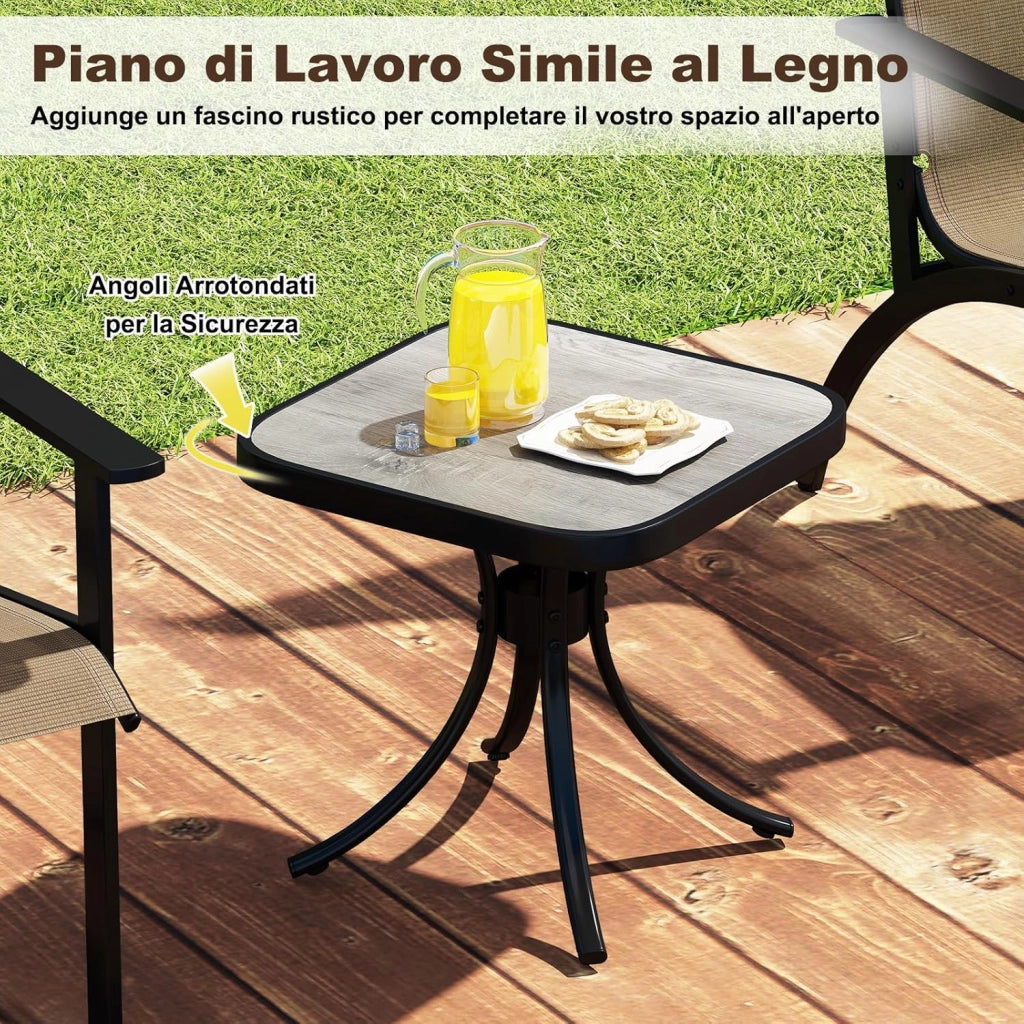 Set 5 Pezzi Tavolino e Sedia da Giardino, Set Mobile da Esterno con Tavolino Laterale e Sedia Adirondack, Set di Mobili da Conversazione per Patio, Veranda, Giardino