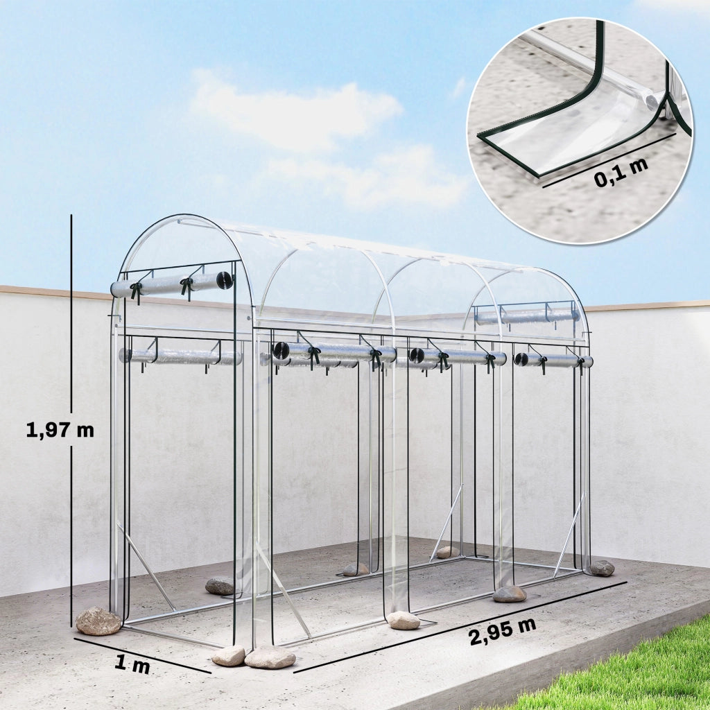 Serra Tunnel da Giardino ¨C Xylo ¨C Acciaio Galvanizzato, 8 Porte, 295x100x197cm
