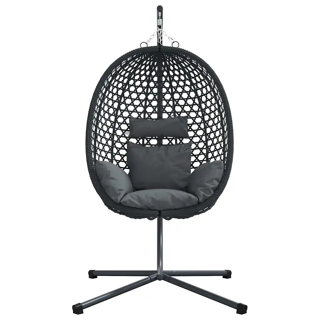 Sedia uovo sospesa Antracite e nero 104 x 100 x 191 cm 42003851