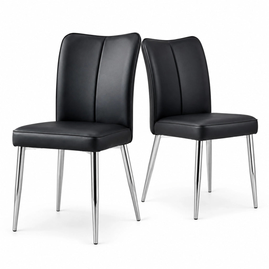 Set di 2 sedie da pranzo in PU nero con gambe argento