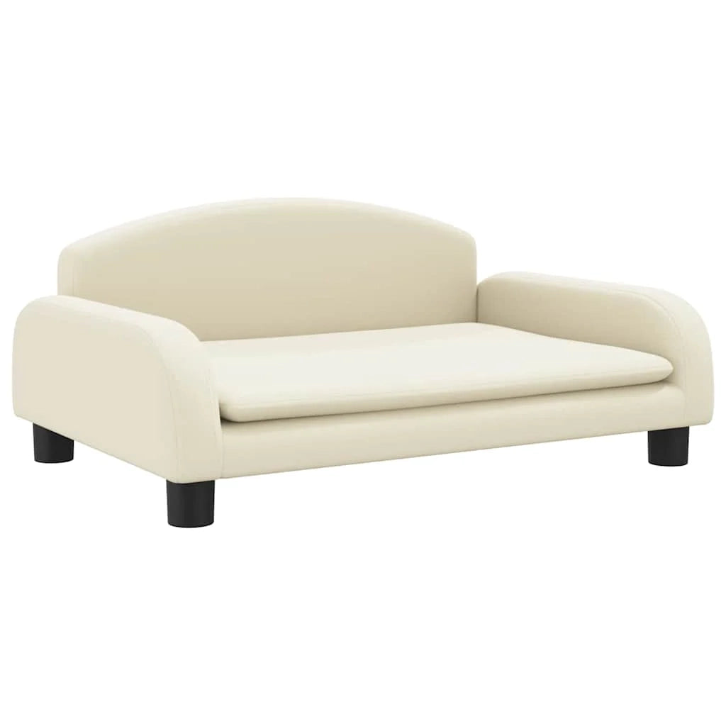 Cuccia per cani a forma di cesto comoda 70 x 45 x 30 cm in similpelle color crema 02_0042822