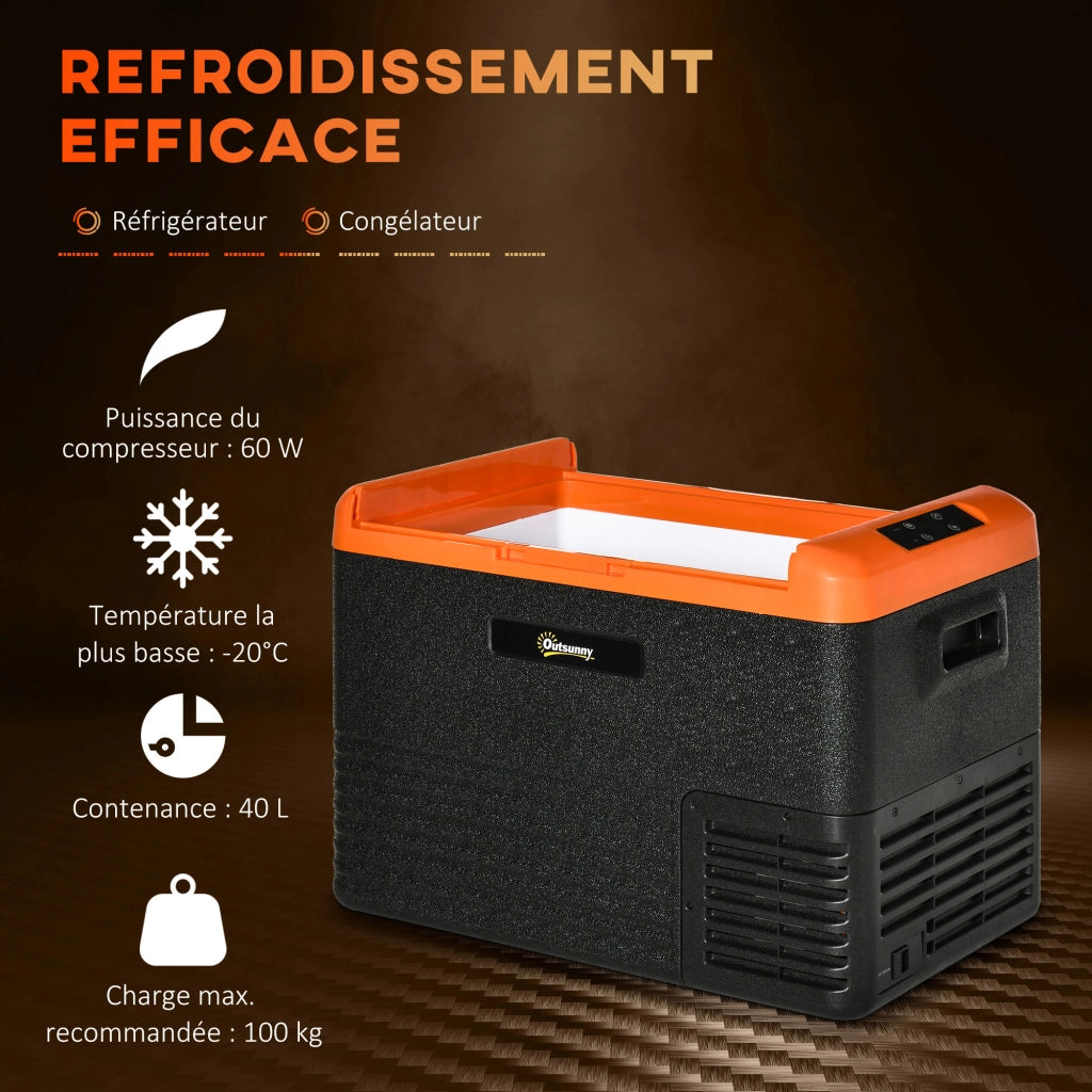 Frigorifero portatile 40L con congelatore ¨C zephmum ¨C 58.7x36.5x43.8 cm arancione e nero