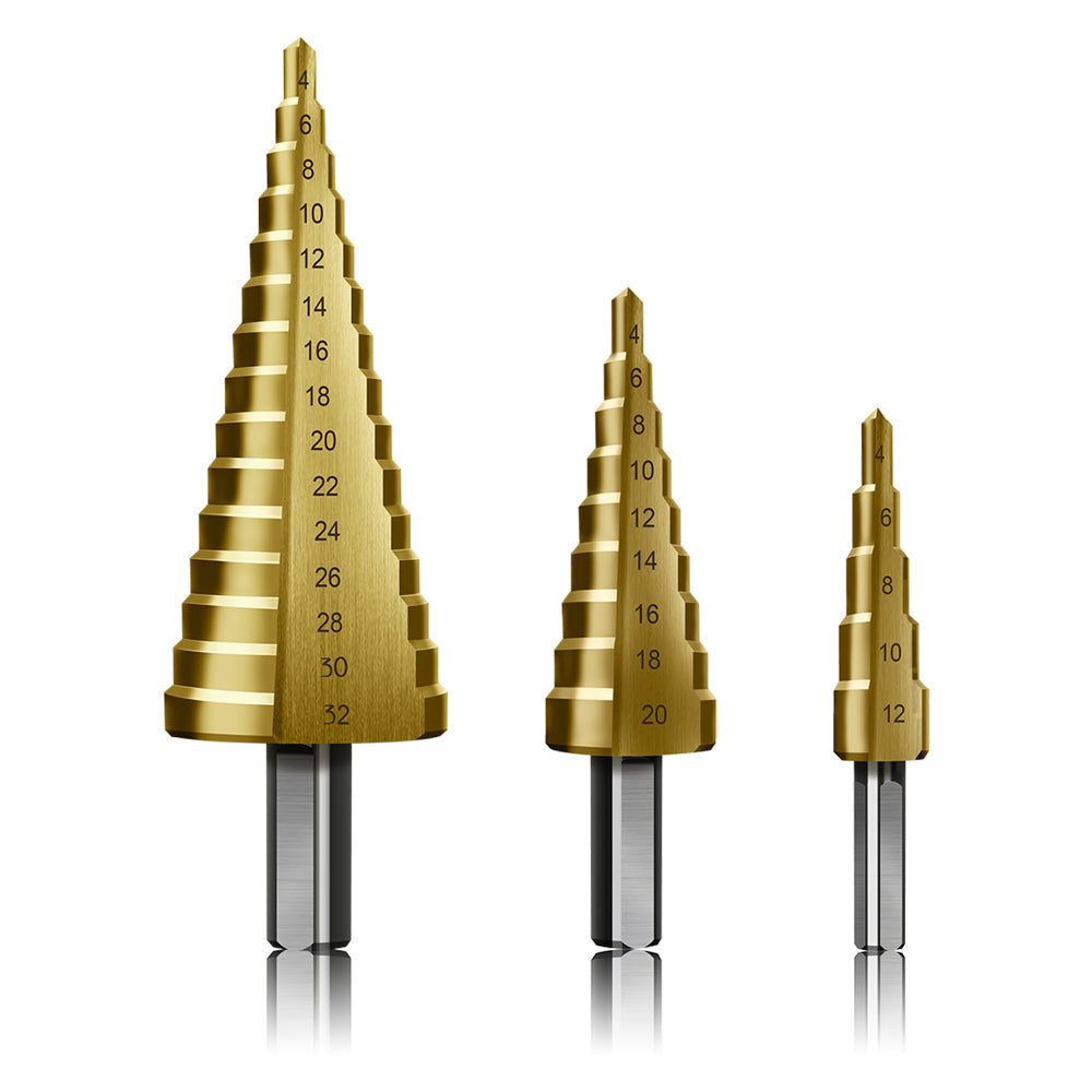 FRESA CONICA A GRADINI HSS IN SET 3 pezzi  - UNIKO