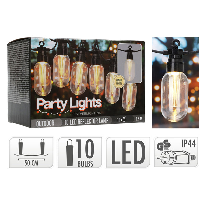 LUMINARIA 'PARTY LIGHTS' cavo mt.9,5 - 10 lampade  - Senza Marca
