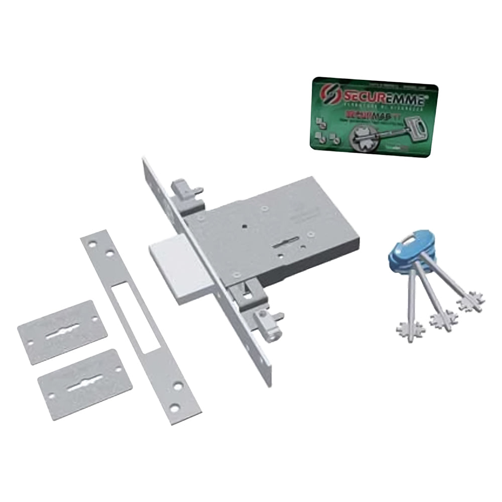 SERRATURA TRIPLICE A DOPPIA MAPPA DA INFILARE PER FASCIA '2003 SECURMAP 11' E 70 - 4 mandate / corsa 40 mm  - SECUREMME
