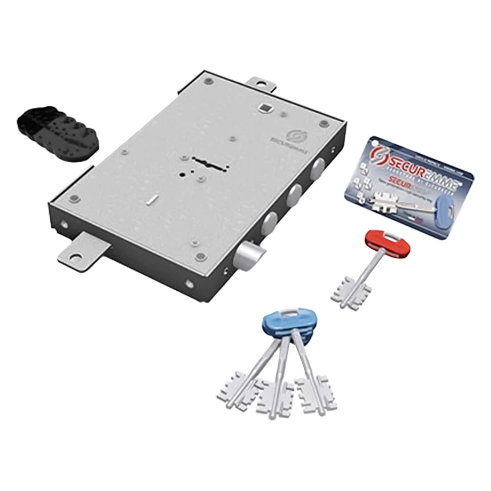 SERRATURA DA APPLICARE TRIPLICE PER PORTE BLINDATE '240' interasse pistoni 38 mm  - SECUREMME