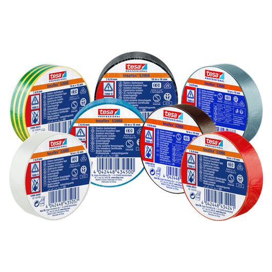 NASTRO ISOLANTE 'PROFESSIONAL 53988' mm. 15 x 20 mt - blu- 10 pezzi  - TESA