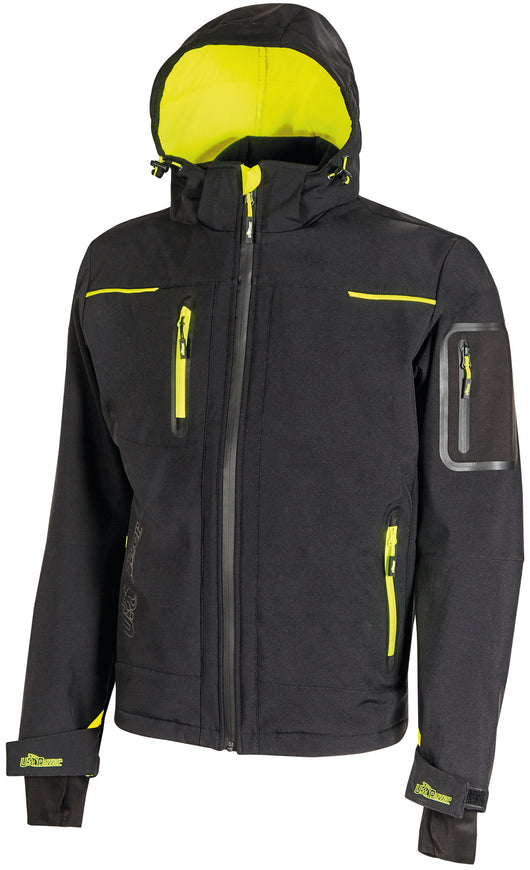 U-Power GIACCA SOFTSHELL SPACE Col. Nero/Giallo  Mis. XXL