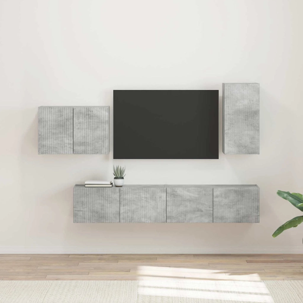 Set di Mobiletto da TV a Parete 4 pcs Grigio cemento 3408937