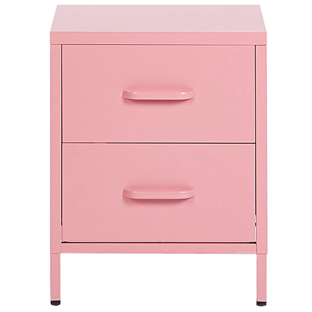 Comodino in Acciaio Rosa Design Industriale 2 Cassetti Camera da Letto Mobili Contenitori