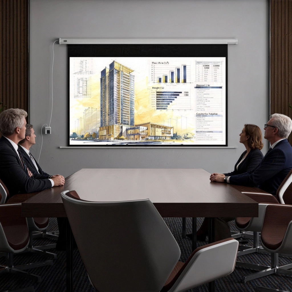 Telo per Proiettore 16:9 100 Pollici Motorizzato con Telecomando ¨C Minimal ¨C Bianco 251x168 cm