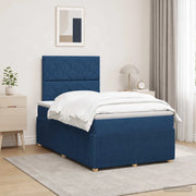 Letto Box Spring LED con Materasso Blu 120 x 190 cm Tessuto 3455824
