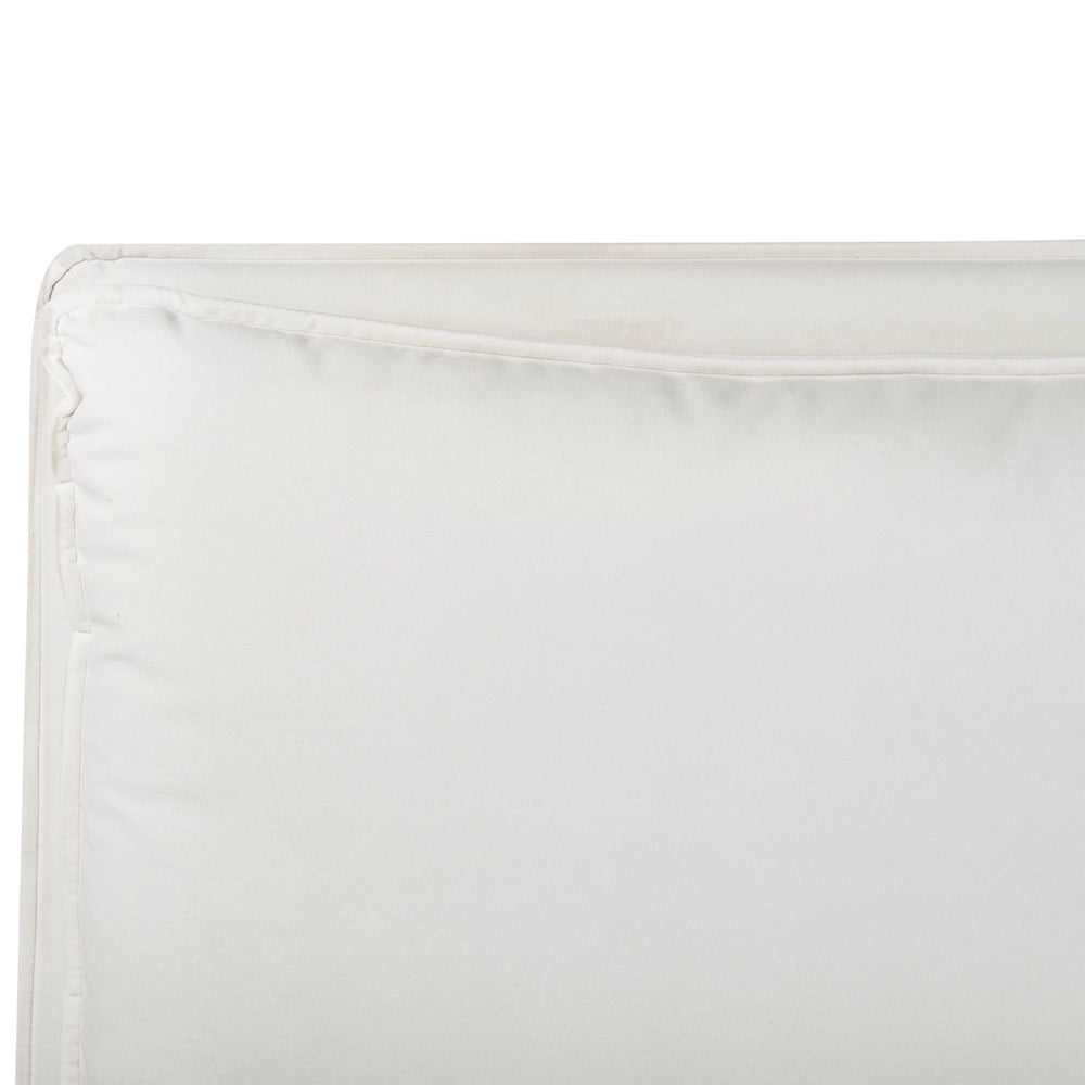 Letto matrimoniale velluto bianco sporco 160 x 200 cm testata imbottita