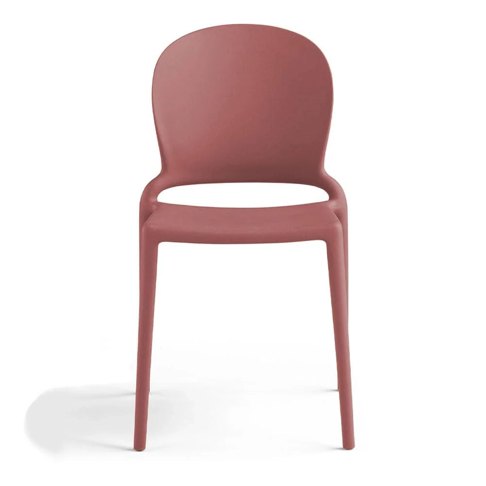 Set 6 sedie in polipropilene JASMINE, impilabile, resistente ai raggi UV, design moderno, ideale per sala da pranzo, cucina, sala d’attesa, bar, ristoranti o giardino colore Mattone