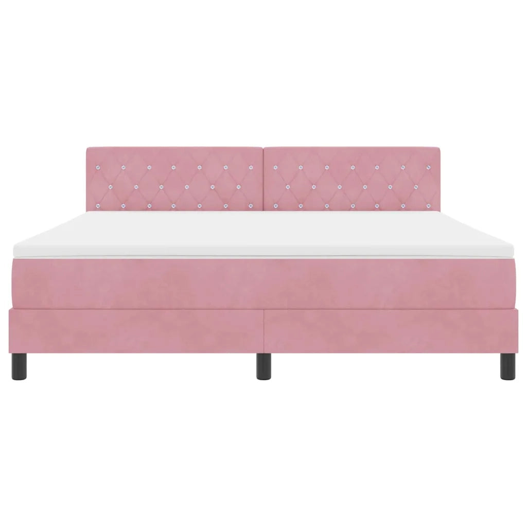 Letto a Sorgente LED con materasso Rosa 180 x 200 cm Velluto 3342607