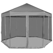 Gazebo | Pergolato Esagonale Pop-Up con 6 Pareti Grigio 3,6x3,1 m