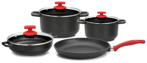 Batteria di Pentole 7 Pezzi in Alluminio Pressofuso Antiaderente Olympia Love Big